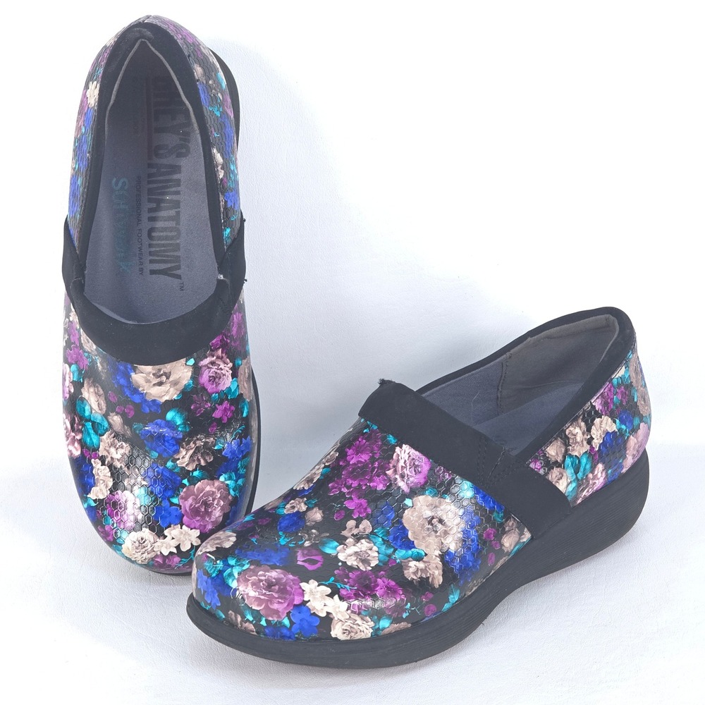 Greys Anatomy SoftWalk‎ Nursing Clogs Womens 11M Multicolor Floral Comfort Shoes